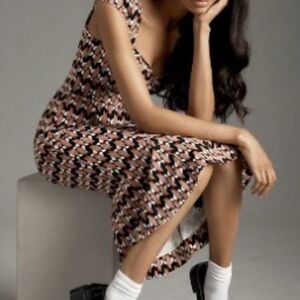 Anthropologie MAEVE Cecile fit and flare Chic Zigzag Patterned Dress